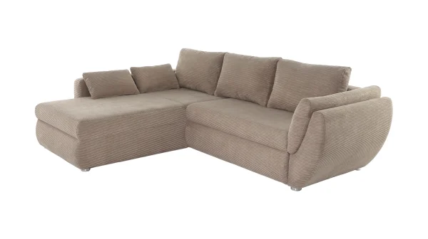 Ecksofa Cord braun - Schlaffunktion Bettkasten 272 cm - TAIFUN