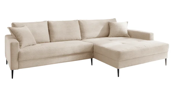 Ecksofa Cord creme 276 x 173 cm - OT rechts - SUMMER