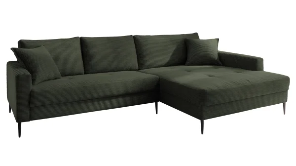 Ecksofa Cord dunkelgrün 276 x 173 cm - SUMMER