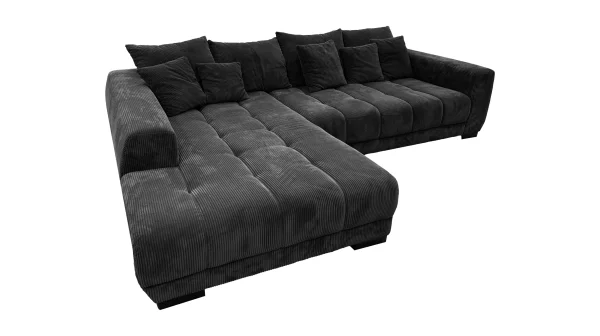 Ecksofa Cord grau 300 x 215 cm - Ottomane links - ARTEMIS
