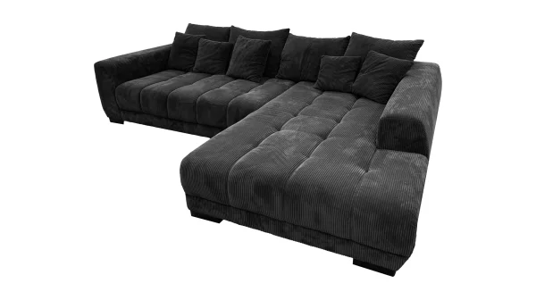 Ecksofa Cord grau 300 x 215 cm - Ottomane rechts - ARTEMIS