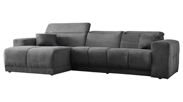 Ecksofa Cord grau 302 x 167 cm mit Relaxfunktion - TONI