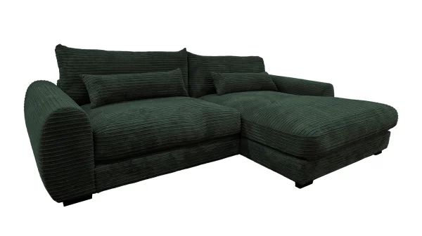 Ecksofa Cord grün 265 x 180 cm - OT rechts - MARK
