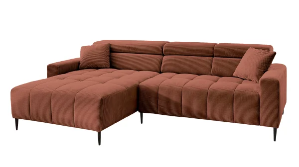 Ecksofa Cord rost - 256 x 180 cm - Sitztiefenverstellung - SIMPLE