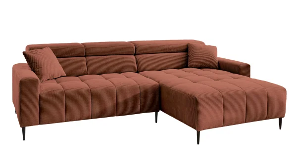 Ecksofa Cord rost ausziehbar - Sitztiefenverstellung 256 cm - OT rechts - SIMPLE