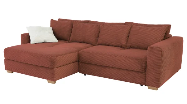 Ecksofa Cord rost Schlaffunktion Bettkasten 288 x 186 cm - KAMPEN