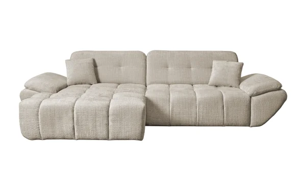 Ecksofa creme 308 cm - Sitztiefenverstellung ausziehbar - HUGO