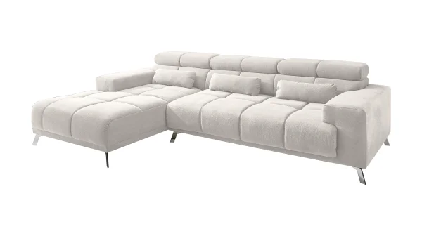 Ecksofa creme ausziehbar - Sitztiefenverstellung 285 cm - OT links - SPEED