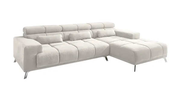 Ecksofa creme ausziehbar - Sitztiefenverstellung 285 cm - OT rechts - SPEED
