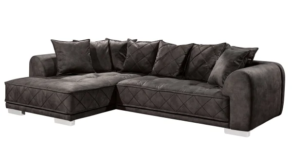 Ecksofa espresso 319 x 194 cm mit Kissen - SENTINA