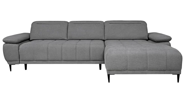 Ecksofa grau 277 x 177 cm - Sitztiefenverstellung - FOCUS