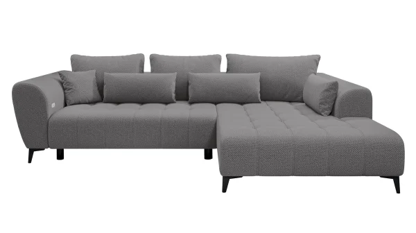Ecksofa grau 287 x 220 cm - Sitztiefenverstellung - GARAY