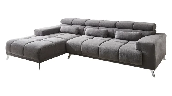 Ecksofa grau ausziehbar - Sitztiefenverstellung 285 cm - OT links - SPEED