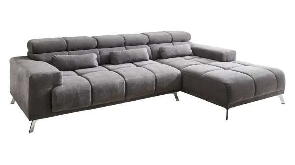 Ecksofa grau ausziehbar - Sitztiefenverstellung 285 cm - SPEED