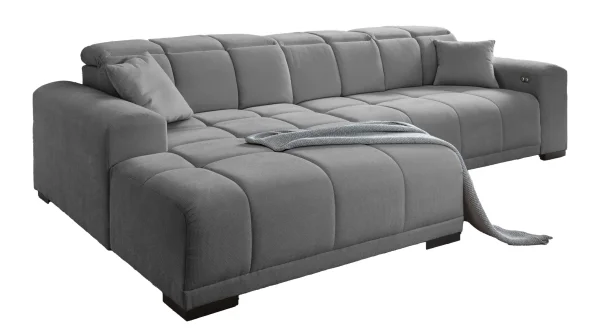 Ecksofa grau ausziehbar - Sitztiefenverstellung 301 cm - MASTER