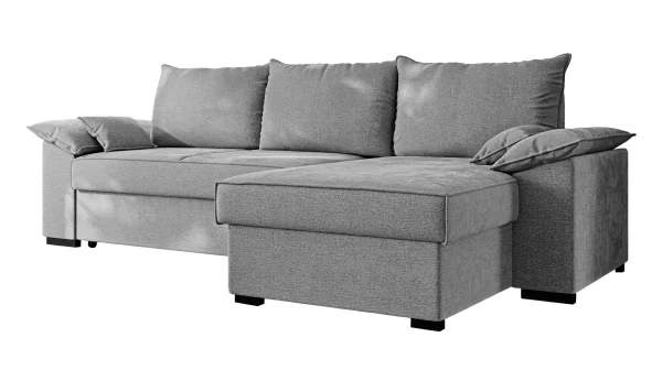 Ecksofa grau mit Schlaffunktion 266 cm - Bettkasten - MATHILDA