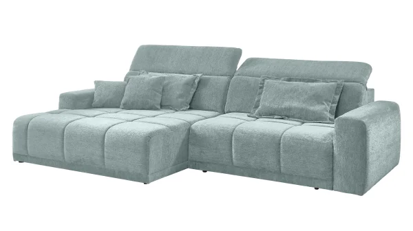 Ecksofa grün - 288 x 176 cm - Sitztiefenverstellung - OT links - BROOK
