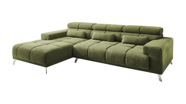 Ecksofa grün ausziehbar - Sitztiefenverstellung 285 cm - OT links - SPEED