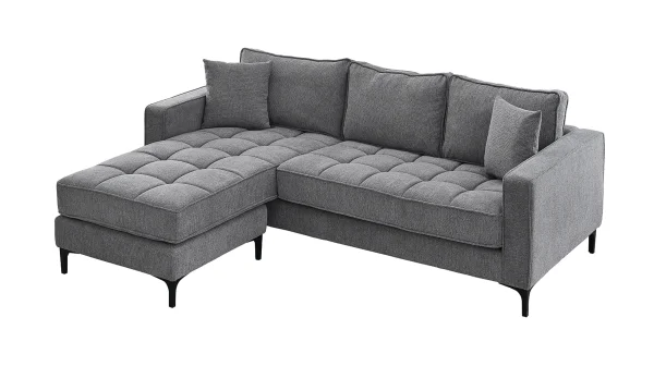 Ecksofa hellgrau 238 x 185 cm Stoffbezug - PANDA