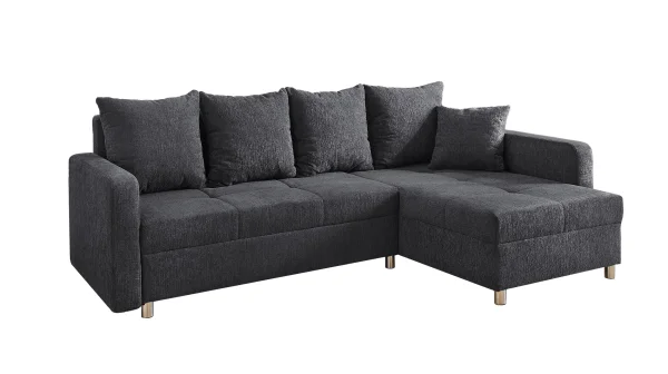 Ecksofa mit Schlaffunktion anthrazit 228 cm Bettkasten - KAPPELN