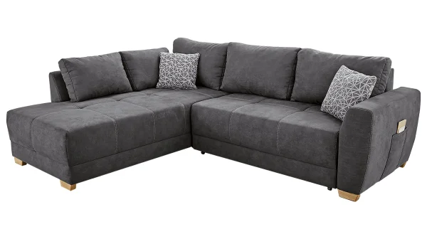 Ecksofa mit Schlaffunktion anthrazit Bettkasten 254 cm - LUKE