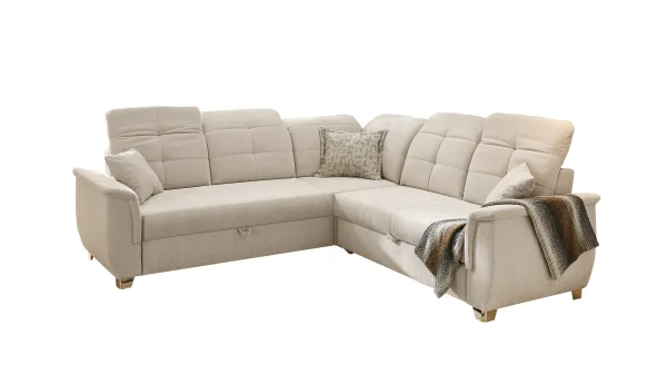 Ecksofa mit Schlaffunktion beige 263 cm Bettkasten - UDINE