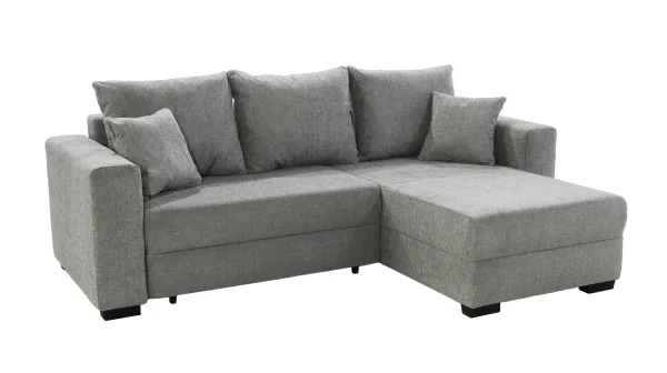 Ecksofa mit Schlaffunktion grau 235 x 169 cm - Bettkasten - ELMAU