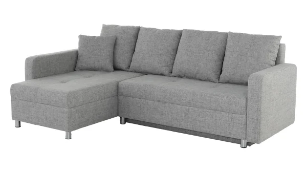 Ecksofa mit Schlaffunktion grau Bettkasten 228 cm - KAPPELN