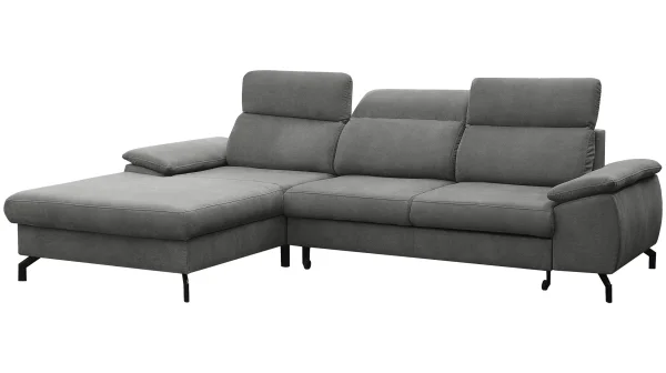Ecksofa mit Schlaffunktion grau Bettkasten 277 cm - PALOMA