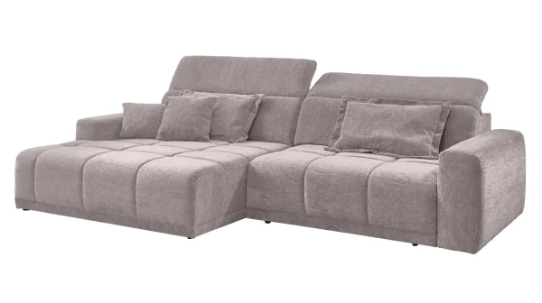 Ecksofa rosa - 288 x 176 cm - Sitztiefenverstellung - OT links - BROOK