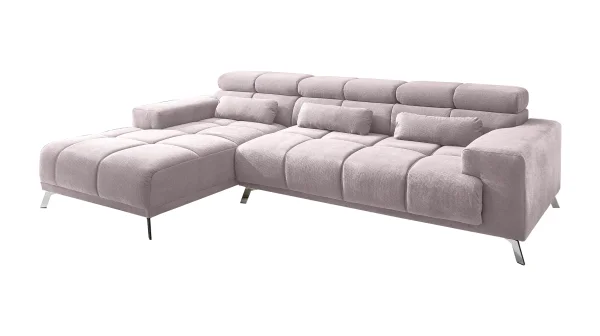 Ecksofa rosa ausziehbar - Sitztiefenverstellung 285 cm - OT links - SPEED