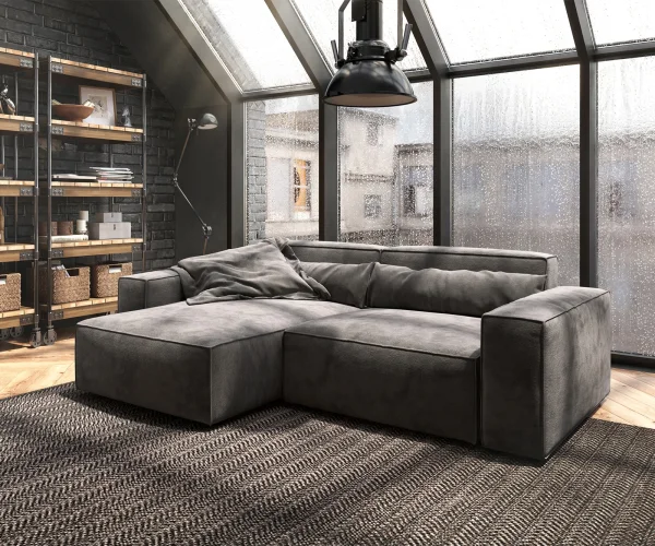 Ecksofa Sirpio 230x150 cm Mikrofaser Khakibraun Recamiere variabel