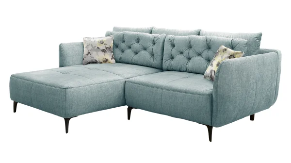 Ecksofa Veloursbezug blau 251 x 186 cm - SALO