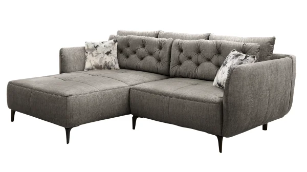 Ecksofa Veloursbezug grau 251 x 186 cm - SALO