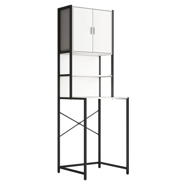 EdinoÜS Kleiderschrank Schrank für Waschmaschine 2 Türen weiß.