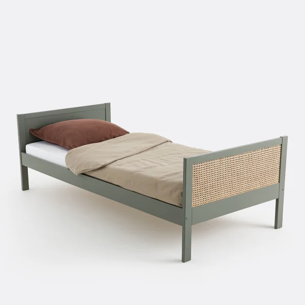 Einzelbett Caneo Mit Lattenrost, Kiefer Und Geflecht 90 x 190 cm
