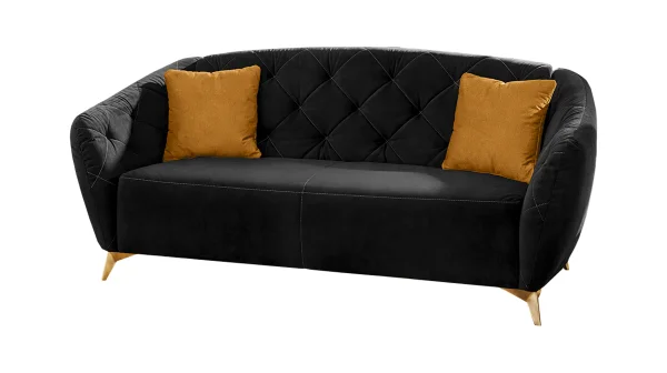 Einzelsofa 2-Sitzer Samtstoff schwarz 196 cm - YORK