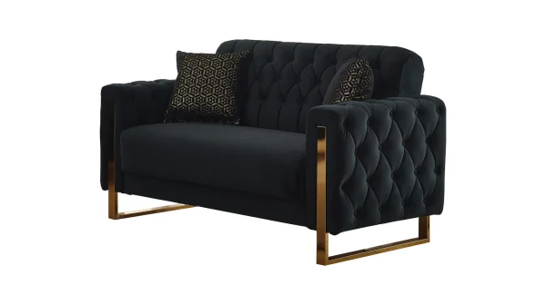 Einzelsofa 2-Sitzer schwarz - gold Bettkasten 167 cm - CRYSTAL