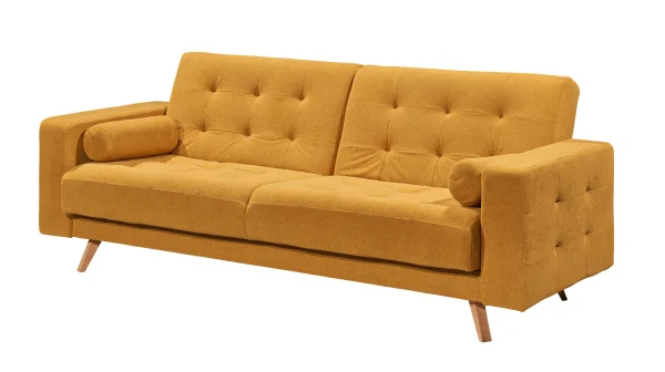 Einzelsofa 3-Sitzer gelb Schlaffunktion Bettkasten 230 cm - TRANDAL