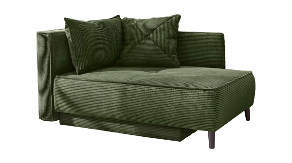Einzelsofa Cord grün 155 cm Recamiere mit Schlaffunktion - REX