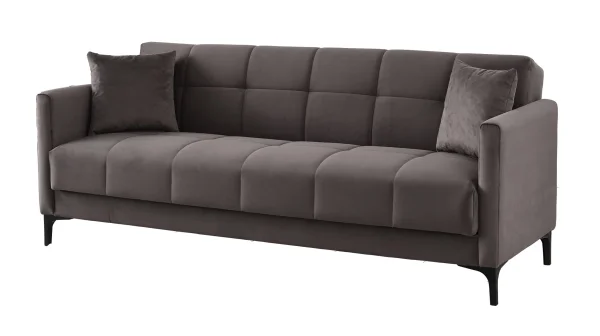 Einzelsofa grau Schlaffunktion Bettkasten ausziehbar 213 cm - PERU