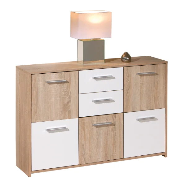 Elsra Kommode 5 Türen, 2 Schubladen, Sonoma Eiche Dekor.