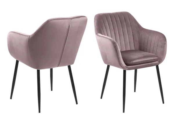 Emil Esszimmerstuhl dusty rose, Metall schwarz.