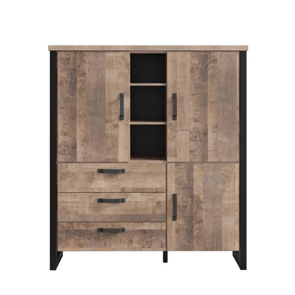 Emile Sideboard 3 Türen, 3 Schubladen, 3 Fächer, EicheTabak dekor.