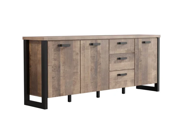 Emile Sideboard 3 Türen, 3 Schubladen, EicheTabak dekor.