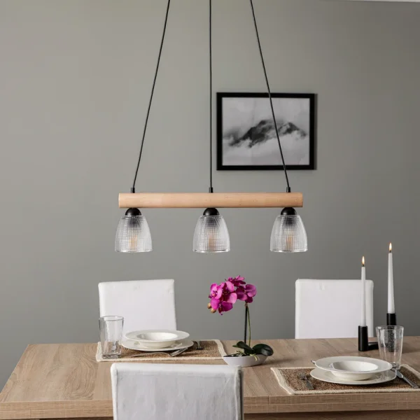 Envostar - Tisan 3 Pendelleuchte Clear/Wood
