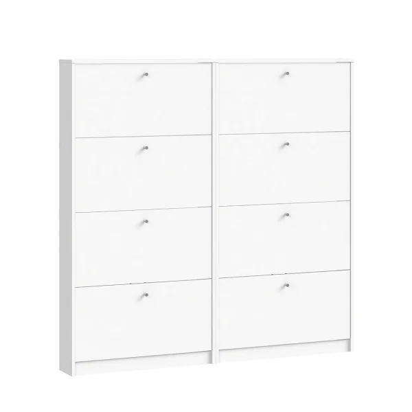 Escape Schuhschrank mit 8 Klappen Breite 150 cm, Höhe 148 cm weiss.