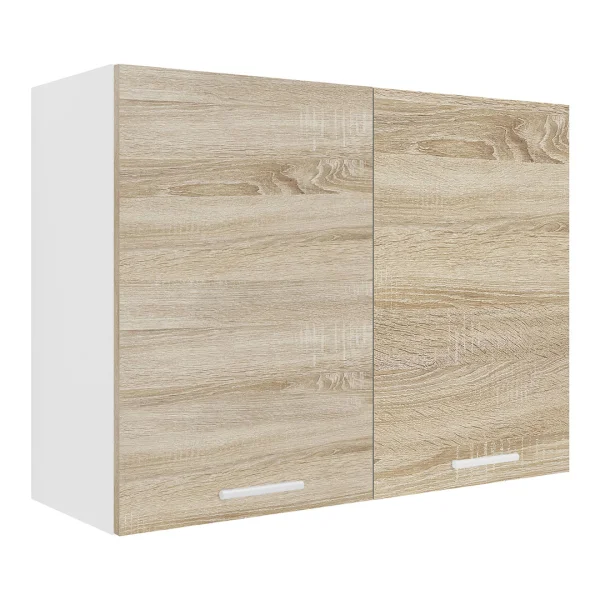 Esilo Küchenoberschrank 80 cm 2 Türen weiß, Eiche Dekor.