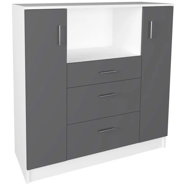 Esilo Küchenregale Schrank 2 Türen, 2 Schubladen, 1 Ablage anthrazit grau, weiß.