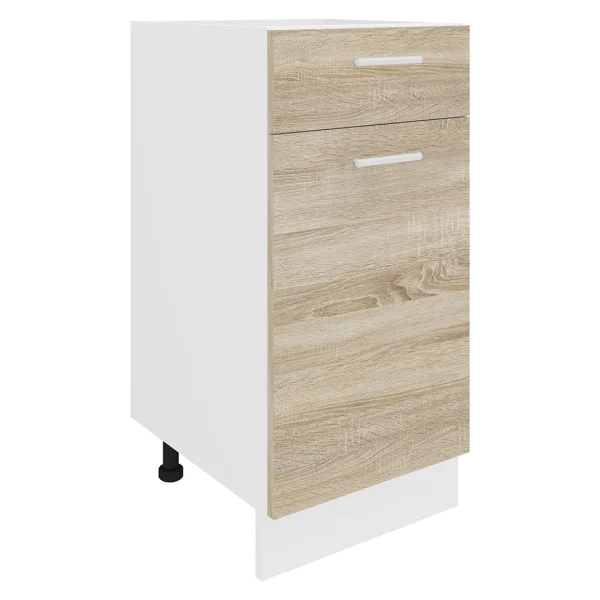 Esilo Küchenunterschrank 40 cm 1 Tür, 1 Schublade weiß, Eiche Dekor.